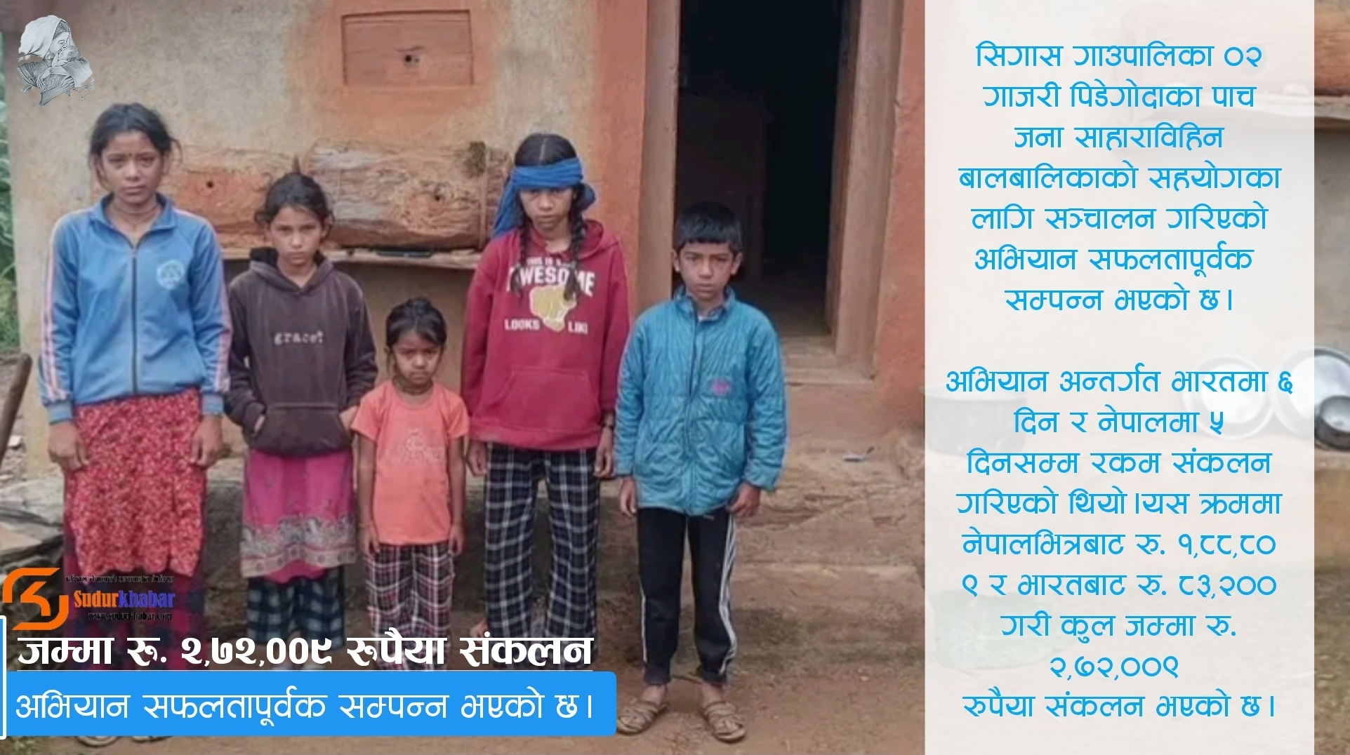 बैतडीका साहाराविहिन बालबालिकाका लागि दुई लाखभन्दा बढी रकम संकलन
