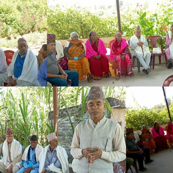 घोराहीमा आमा पार्वताको सम्झनामा असी वर्ष पार गरेका बा-आमाहरूलाई दोसल्ला ओढाएर सम्मान