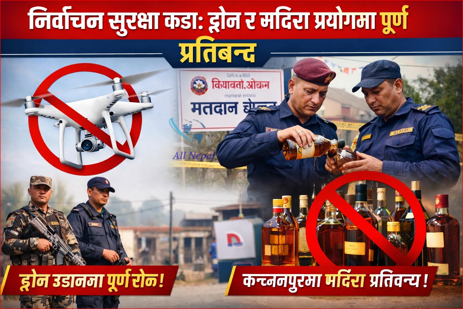 कञ्चनपुरमा निर्वाचन सुरक्षा कडा: ड्रोन र मदिरा प्रयोगमा पूर्ण प्रतिबन्ध