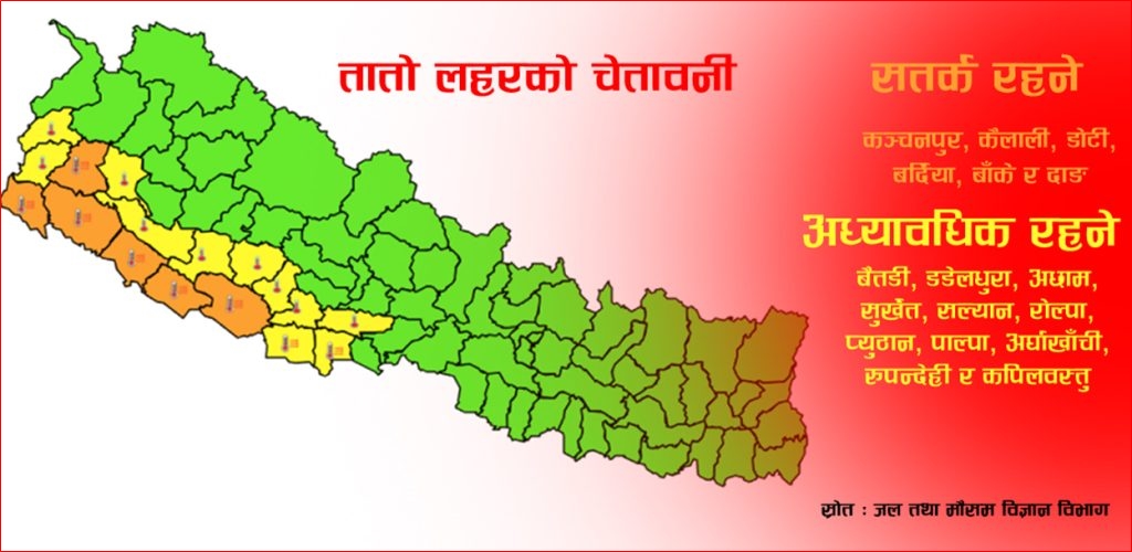 सुदूरपश्चिम–लुम्बिनीमा तीव्र गर्मीको चेतावनी, तापक्रम ४१ डिग्रीसम्म पुग्ने सम्भावना