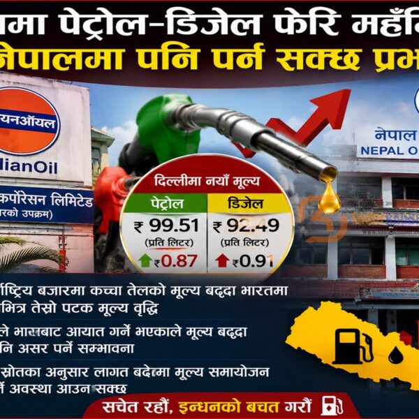 भारतमा इन्धनको मूल्य फेरि वृद्धि, नेपालमा…