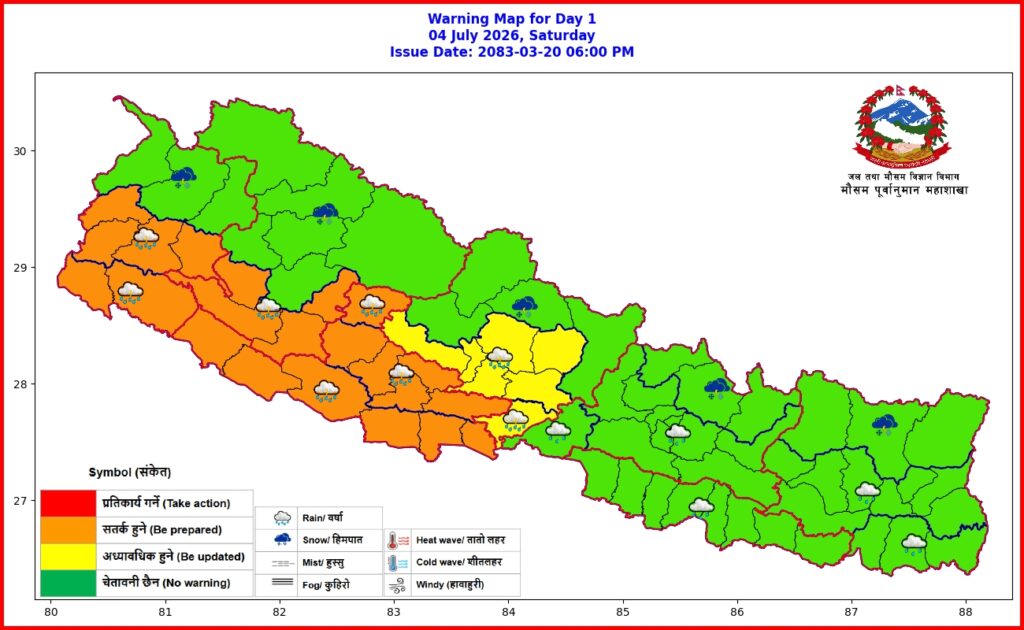 आज वर्षा केही कम, राति केही जिल्लामा…