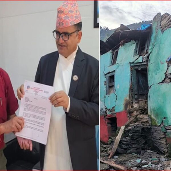 दार्चुलाको मडगाउँमा जमिन धसिँदा २५ परिवार विस्थापित, पुनःस्थापनाको माग