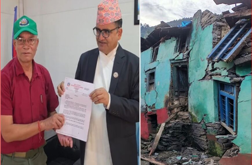 दार्चुलाको मडगाउँमा जमिन धसिँदा २५ परिवार विस्थापित, पुनःस्थापनाको माग
