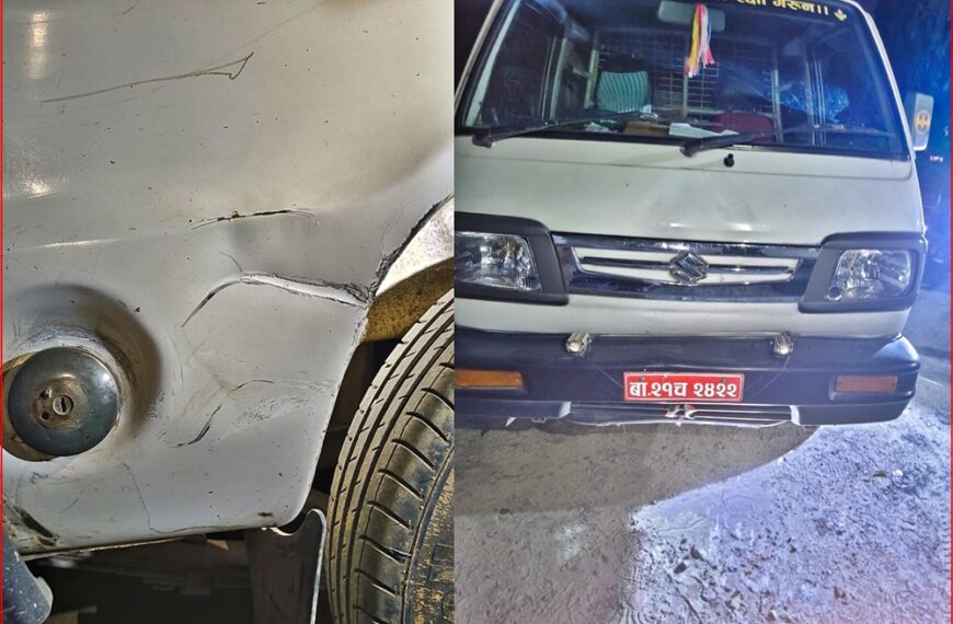 गोदावरीको चौकीडाँडामा भ्यानले मोटरसाइकललाई ठक्कर दिँदा तीन जना घाइते