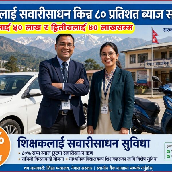 शिक्षकलाई सवारीसाधन किन्न ८० प्रतिशत ब्याज सहुलियत दिने प्रस्ताव